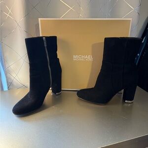 Michael Kors Black Heeled Boots with Chunky Heel